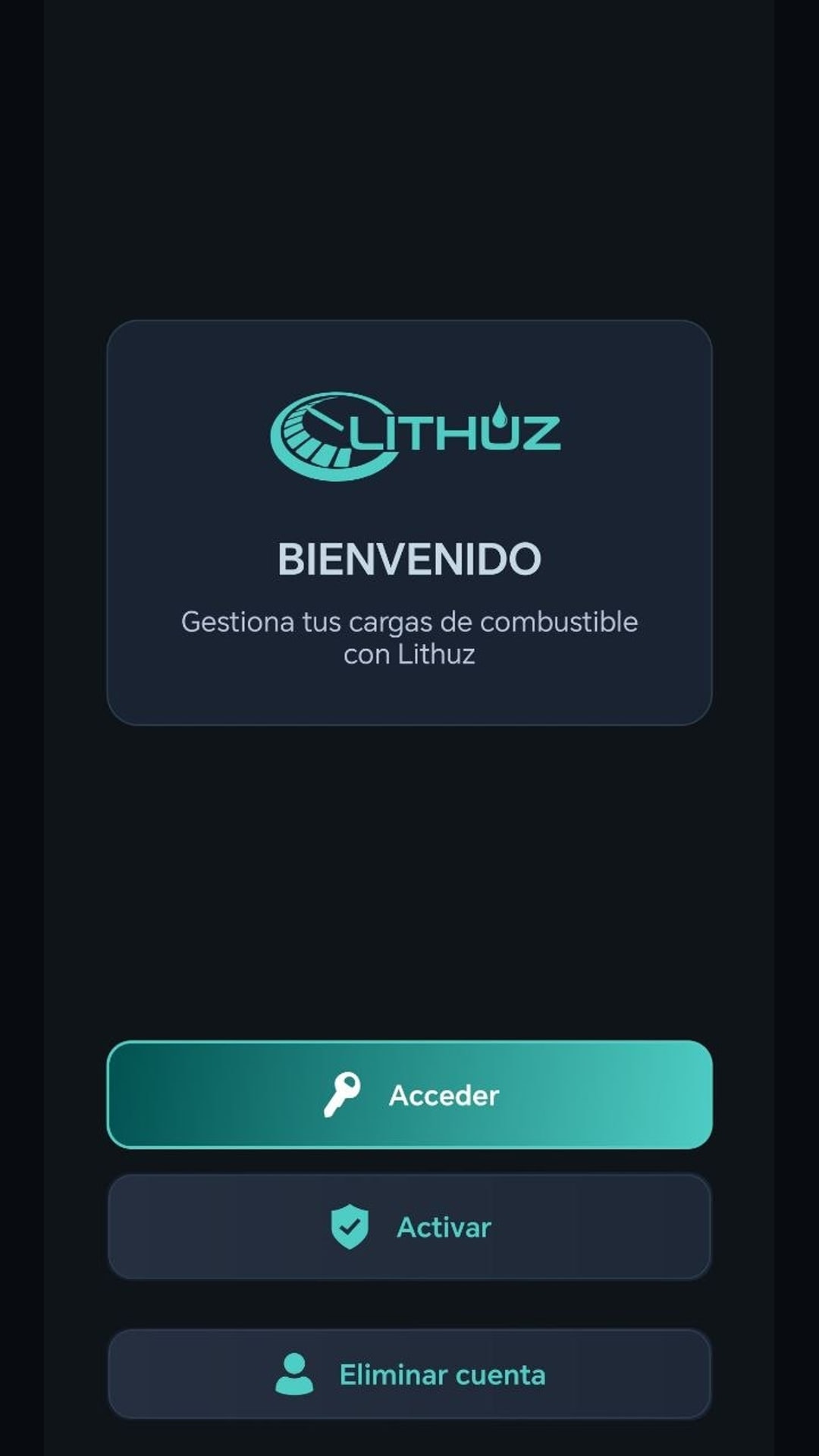 Pantalla de la app Lithuz: Bienvenido al mundo del ahorro
